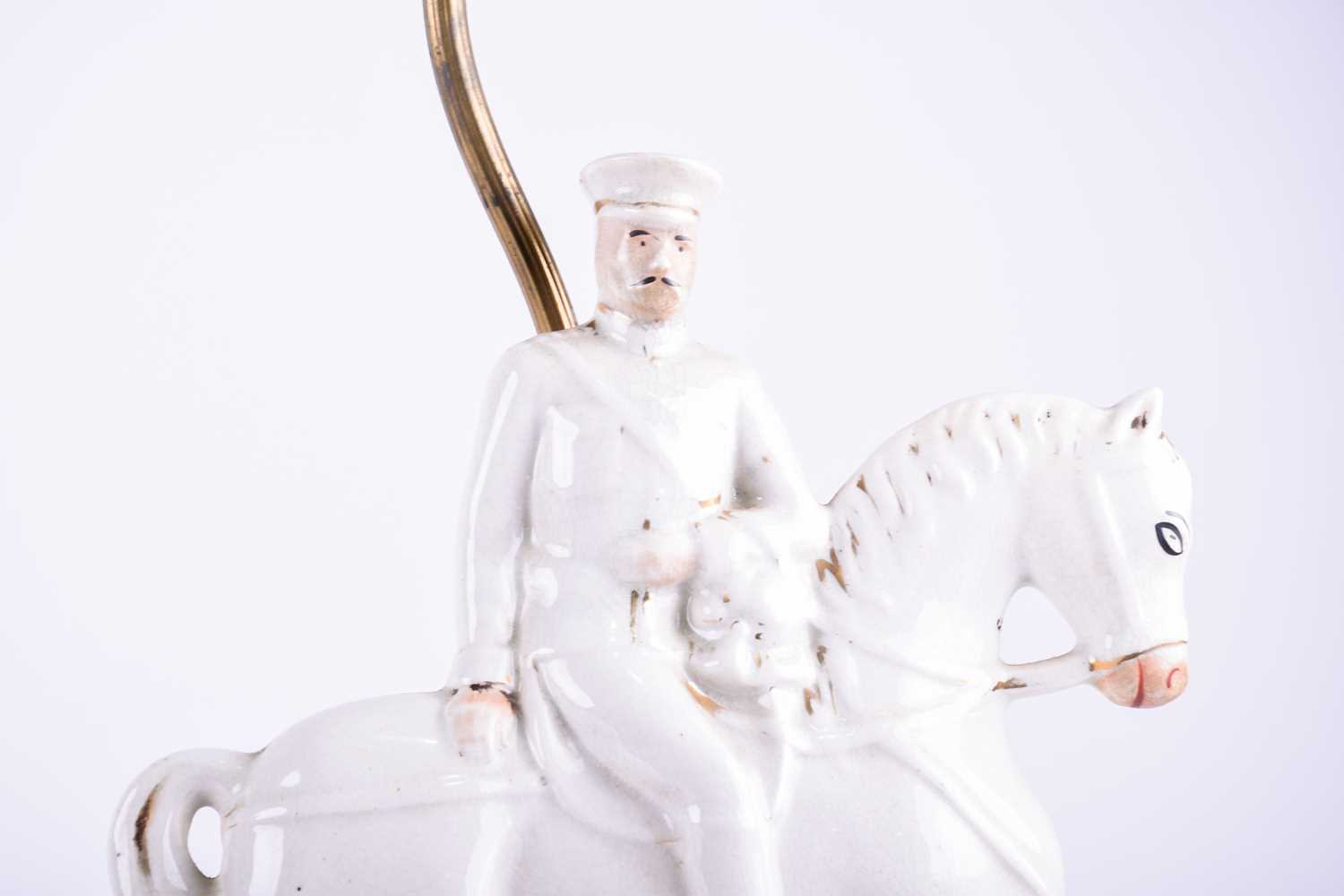 A pair of 19th century Staffordshire equestrian figures of Lord Kitchener & General French, on table - Image 9 of 10