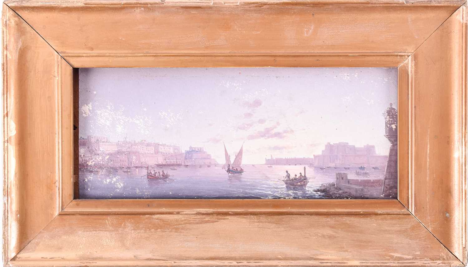 Luigi Maria Galea, (Maltese, 1847-1917) 'Port of Valetta, Malta,' oil on board, signed lower left,