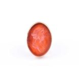 A 9ct yellow gold and carnelian intaglio ringcirca 1960s, by Edwin Christie of Aberdeen, inset