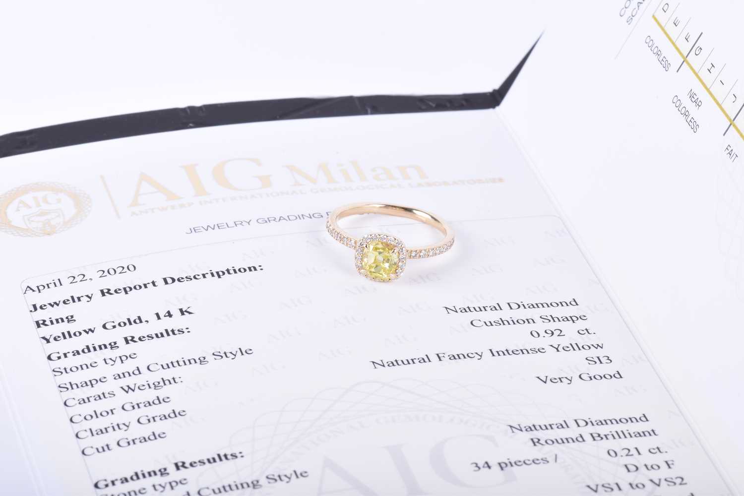 A 14ct yellow gold and yellow diamond halo ringset with a cushion-cut natural fancy intense yellow - Image 2 of 7