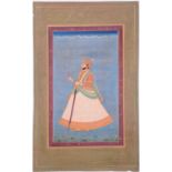 Indian School, 19th / 20th century, full length profile portrait of Maharajah Og Kota, holding a