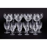 A Waterford part suite of Colleen pattern drinking glasses, comprising ten tall hock/white wine, six