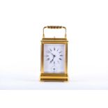 A Le-Roy & Fils 19th century repeater and alarm carriage clock in brass case, the enamel dial with
