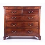 A Victorian Scottish mahogany and marquetry inlay chest, with two short over three long drawers,
