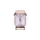 An Art Deco style 9ct yellow gold wristwatch, the silvered dial with luminous Arabic numerals and