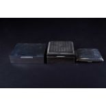 Two silver cigarette boxes, each with cedar wood lining, of square and rectangular form, the