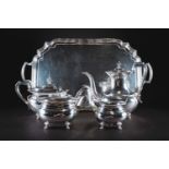 A mid-20th century four piece silver tea set, Sheffield 1959, by Viner's Ltd, comprising a teapot,