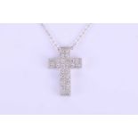 An 18ct white gold and diamond cross pendantpave-set with round brilliant cut diamonds of