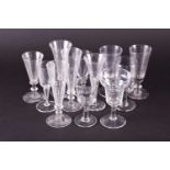 A harlequin suite of 19th century and later glassware, to include a sweetmeat glass with ogee