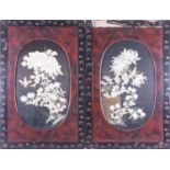 A pair of Japanese embroidered silk panels, Meiji period, depicting spider chrysanthemums and