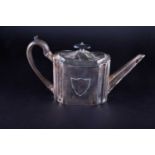 A Geo III silver teapot, Charles Aldridge, London 1790, of rectangular form with re-entrant corners,