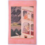 Indian School, 18th/19th century, Shah Jahan and Mumtaz Mahal seated upon a balcony smoking a huqqa,