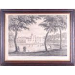 A19th century engraving of 'The View of The Charter House, taken from the Green', after the painting