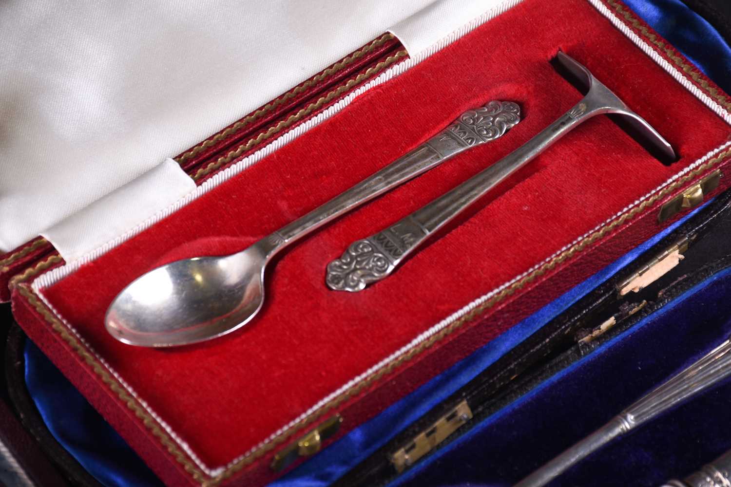 Two cased sets of silver flatware, various dates and makers, together with a cased set of six cake - Image 2 of 7