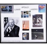 A card mounted and signed Apollo Lunar Landing presentation, featuring a hand-signed photograh of