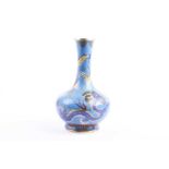 A Chinese cloisonne onion shape vase, the neck with rui head border above yellow and blue dragons