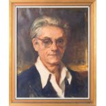Ugo Matania, (Italian 20th Century), a self-portrait, oil on canvas in a part gilt. 47cm x 57cm.