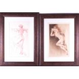 Franco Matania (1922-2006) Italian/British, two pastel studies of female nudes, each glazed in an