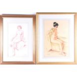 Franco Matania (1922-2006) Italian/British, two pastel studies of seated female nudes, each framed