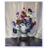 Franco Matania (1922-2006) Italian/British,a large still life floral arrangement, oil on canvas,
