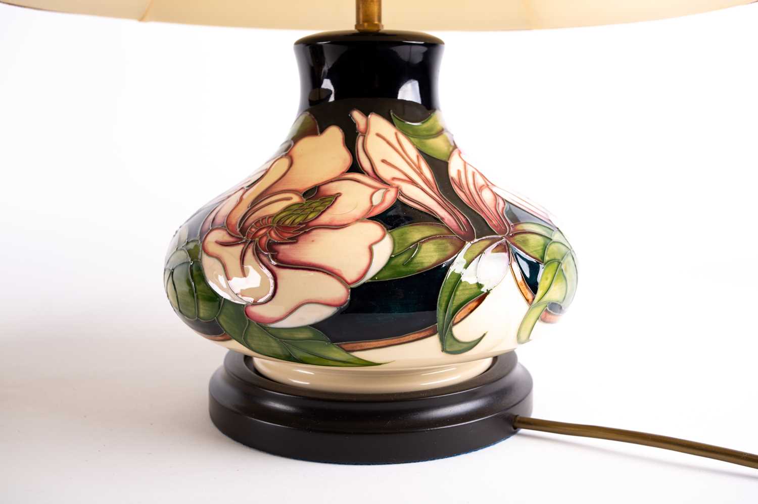 A pair of Moorcroft 'Magnolia' pattern table lamps, late 20th century, of compressed form, the - Image 11 of 12