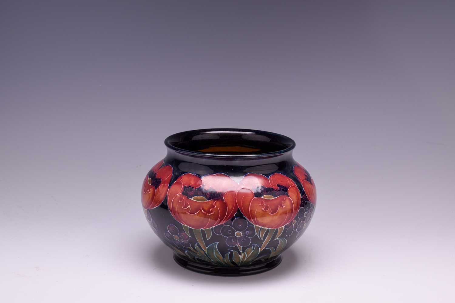 A William Moorcroft Big Poppy pattern vase, early 20th century, of cylindrical form, with a shaded - Image 2 of 5