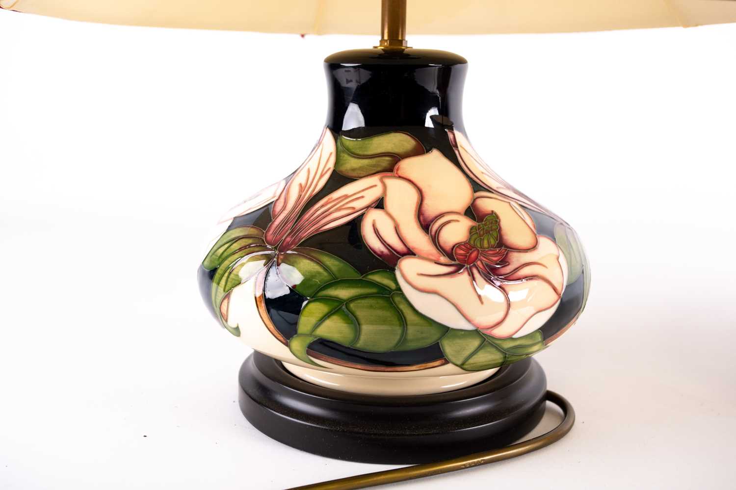 A pair of Moorcroft 'Magnolia' pattern table lamps, late 20th century, of compressed form, the - Image 5 of 12