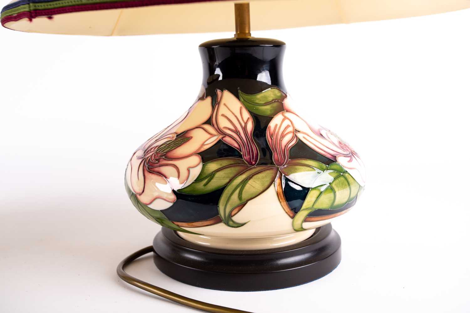 A pair of Moorcroft 'Magnolia' pattern table lamps, late 20th century, of compressed form, the - Image 3 of 12