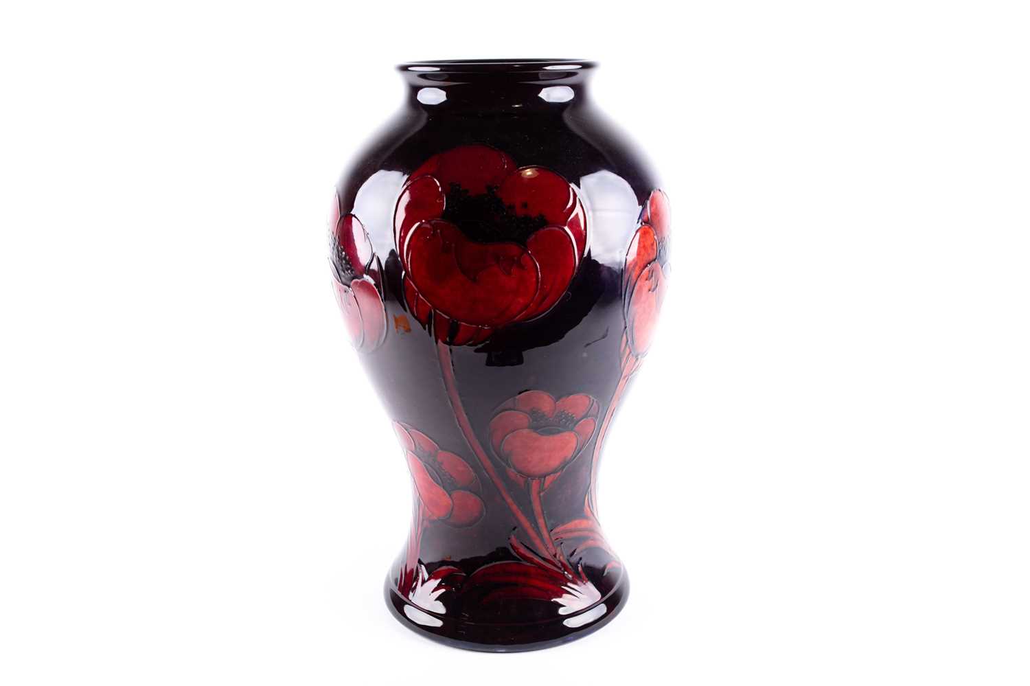 A William Moorcroft flambé 'Big Poppy' pattern vase, circa 1930, of baluster form, the poppies - Image 2 of 5