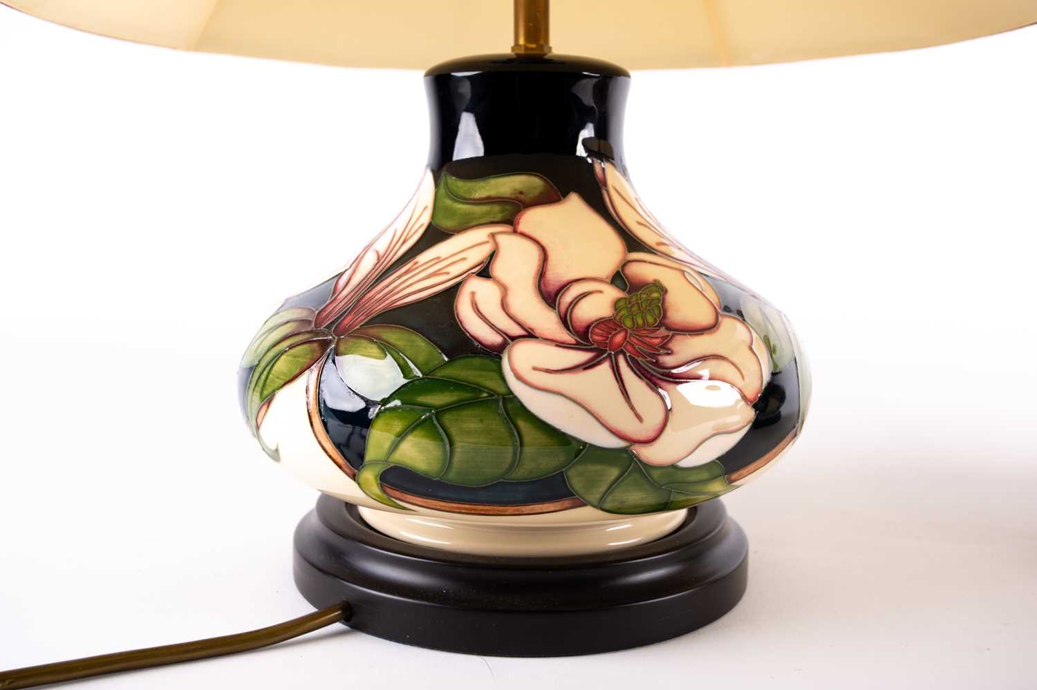 A pair of Moorcroft 'Magnolia' pattern table lamps, late 20th century, of compressed form, the - Image 12 of 12
