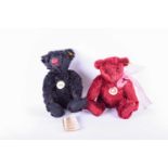 Two modern Steiff classic collector's bears, one a deep red colour, 001901, 26cm and a black bear