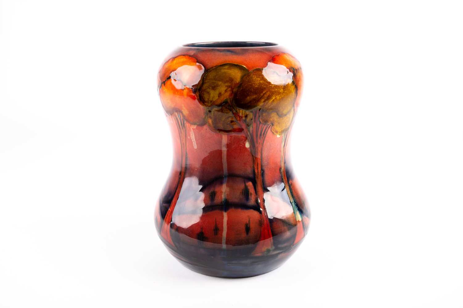 A rare and unusual William Moorcroft flambé vase, circa 1928, being a flambe mix of Eventide and