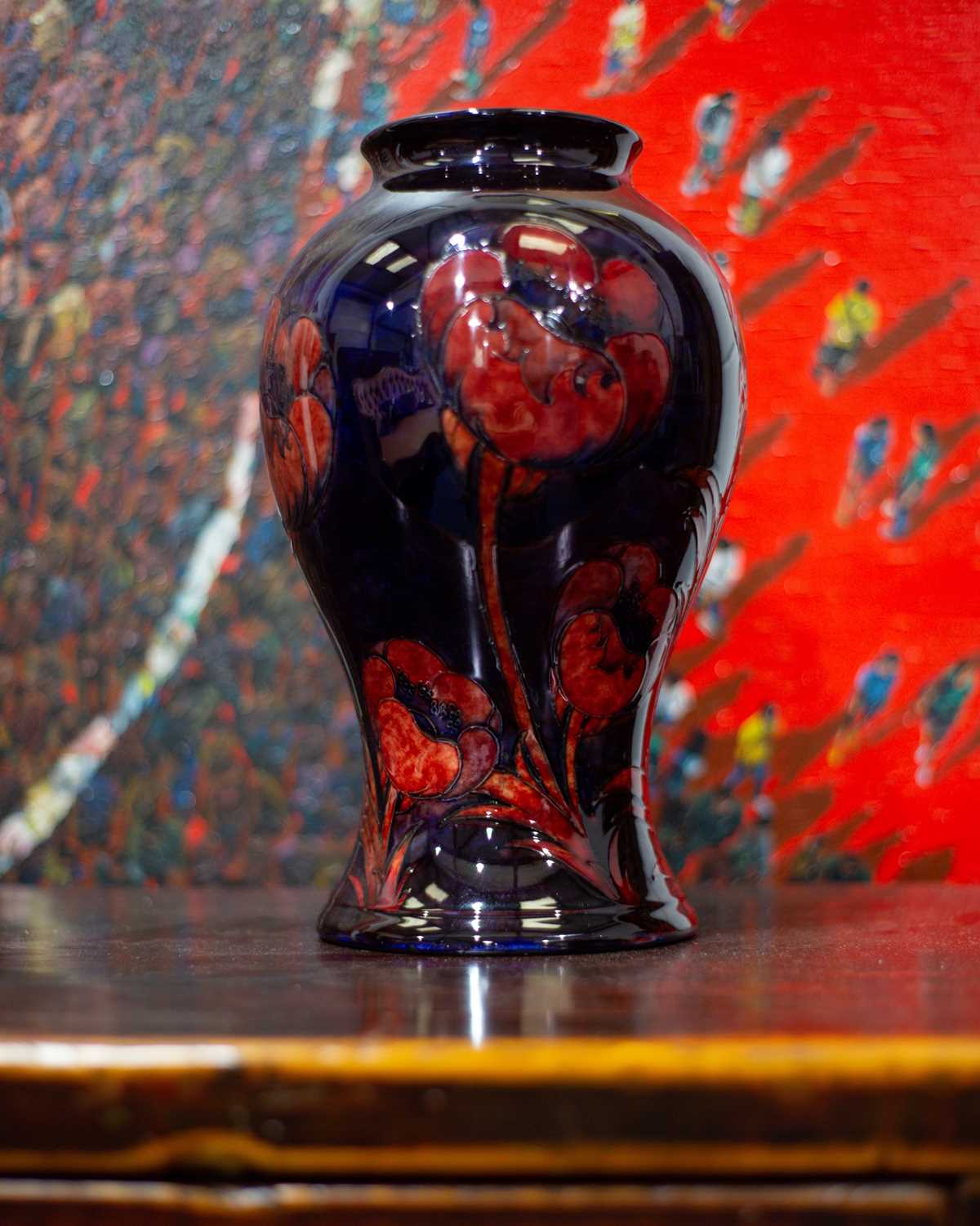 A William Moorcroft flambé 'Big Poppy' pattern vase, circa 1930, of baluster form, the poppies - Image 5 of 5