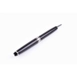 A Montblanc Meisterstuck ball point pen, with black resin cap and body, and silver plated mounts.