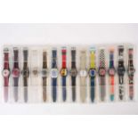 A collection of Swatch collectable wristwatches, comprising a GT100 first issued in 1983,