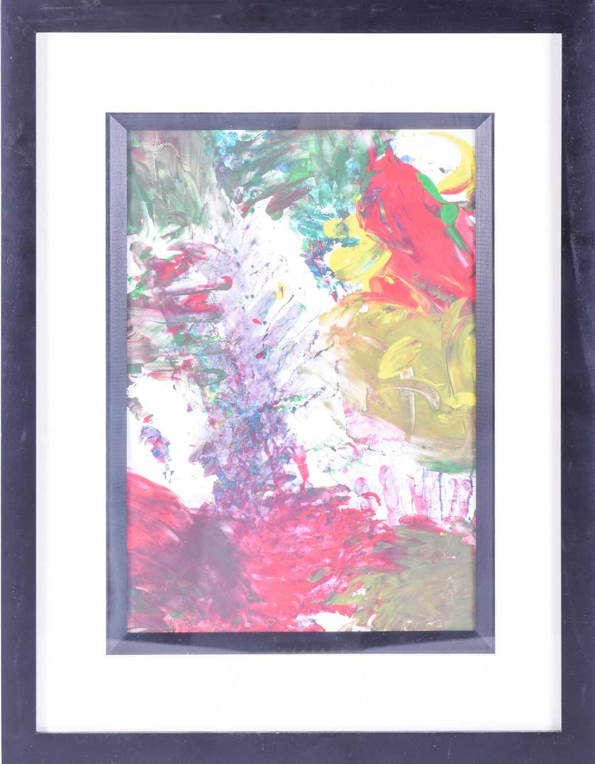 20th century, an abstract work in acrylics, 28 cm x 19 cm, glazed in a contemporary frame.