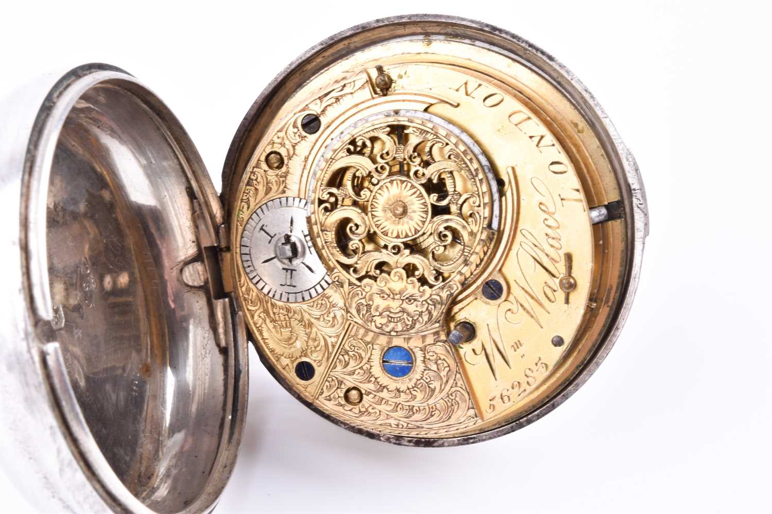 A William IV silver pair cased pocket watch by William Wallace of London, the white enamel dial with - Image 5 of 8