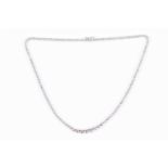 An 18ct white gold and diamond Riviere necklaceformed of graduated round brilliant-cut diamonds,