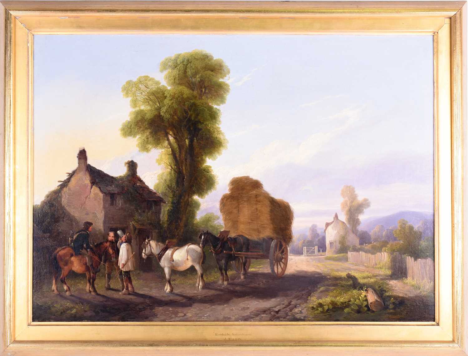 J Willis (19th century, British), 'Roadside Refreshment', signed and titled on the mount, oil on