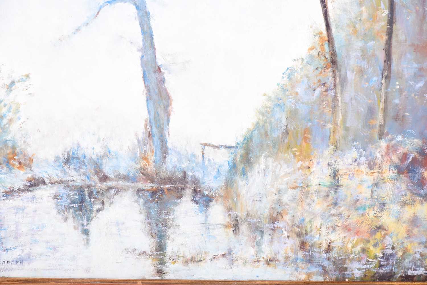 Alex Carson (20th century) British, a peaceful impressionist river scene, oil on board, signed lower - Image 2 of 4
