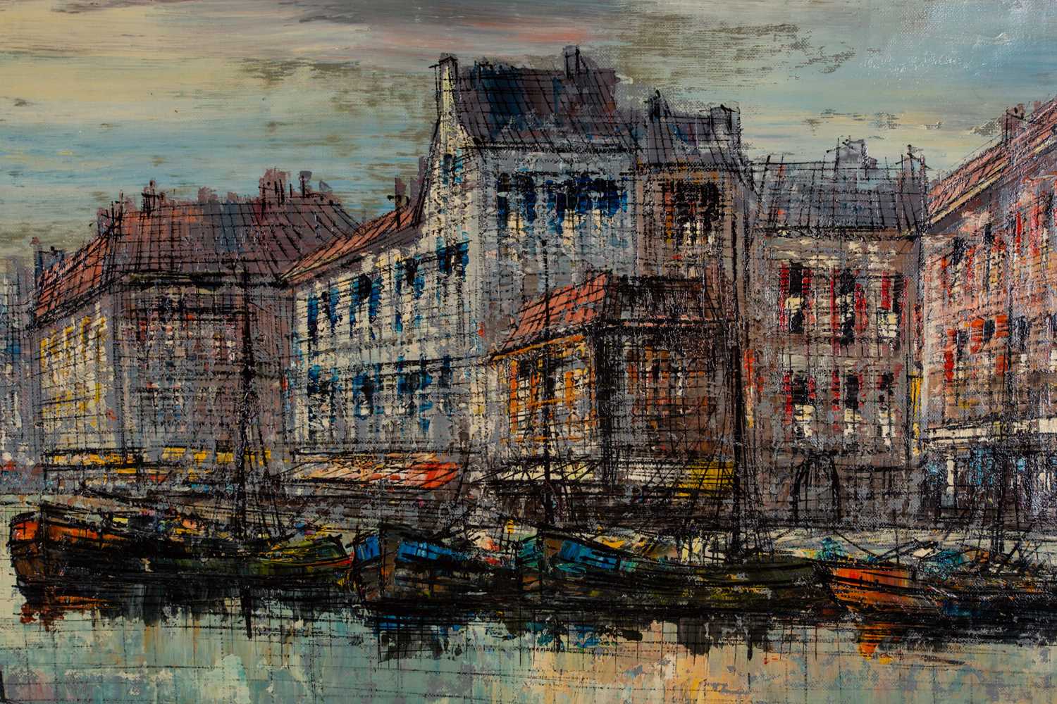 Marcel Larean, (French, 20th century), Parisien view, from the Seine, signed, acrylic on canvas, - Image 3 of 5