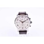 A Montblanc Timewalker Twinfly stainless steel automatic chronograph wristwatch, the white dial