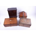 An Indian hardwood dowry box, with brass fittings and lock, 27cm wide, together with a 19th