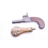 A George III percussion muff pistol by Joseph Egg of London, with concealed drop-down trigger,