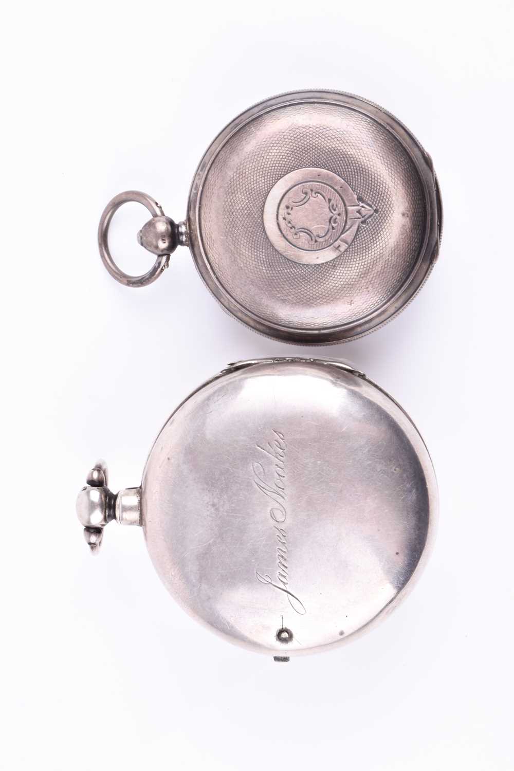 A William IV silver pair cased pocket watch by William Wallace of London, the white enamel dial with - Image 2 of 8