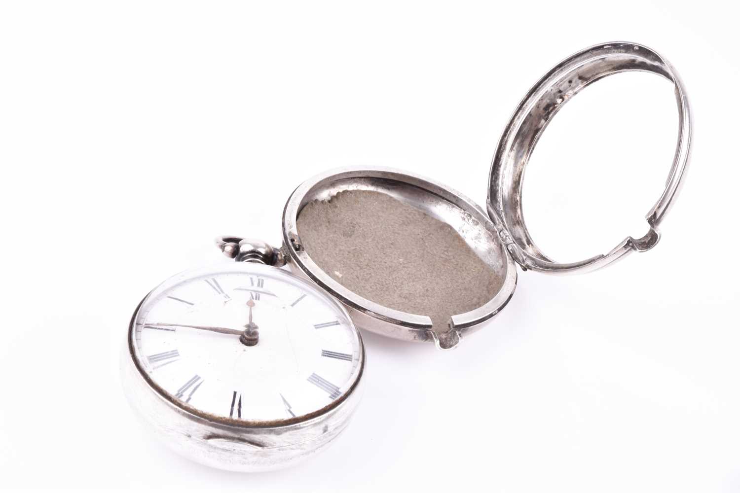 A William IV silver pair cased pocket watch by William Wallace of London, the white enamel dial with - Image 3 of 8