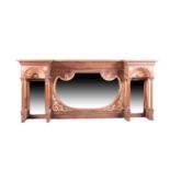 A large Edwardian mirror-backed fire surround / mantle, in the Adam style, with painted and