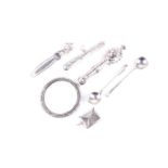 A group of various silver items, to include a sterling silver magnifying glass, a silver bookmark, a