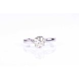 An 18ct white gold and solitaire diamond ring, set with an old-cut diamond of approximately 1.20