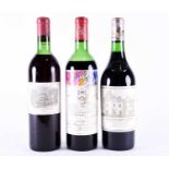 Three 75cl bottles of vintage wine, comprising: 1967 Chateau Lafite-Rothschild, 1975 Chateau Haut